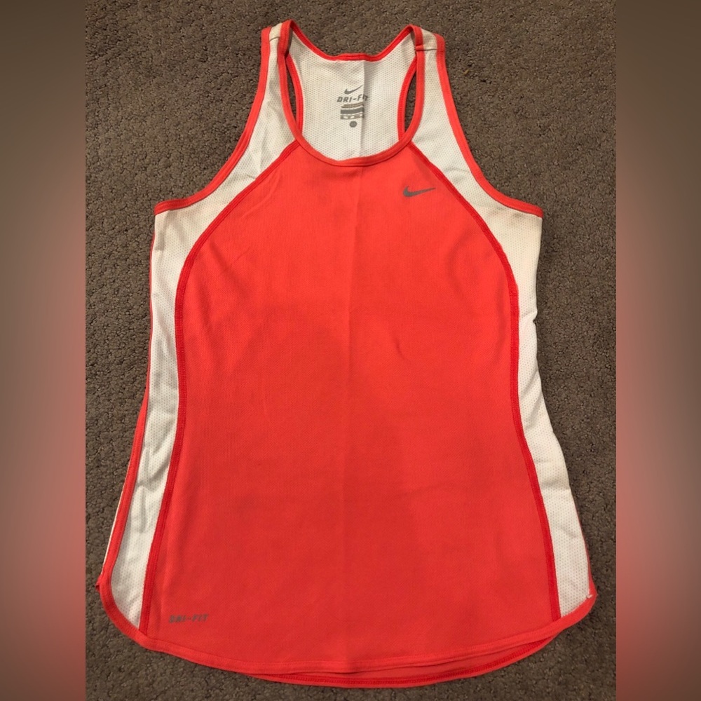 Nike Dri Fit Racer Back Tank Top Womens Size XS Running Workout Neon orange/pink